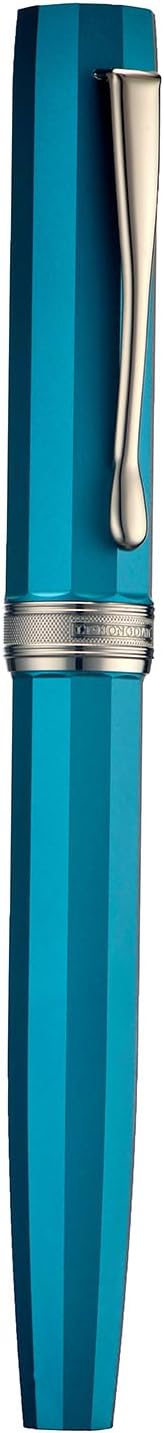 Fountain Pen, Titanium-Coated Black Extra Fine Soft Nib, Peacock Blue & Octagonal Geometric Design with Metal Case Set - Image 2
