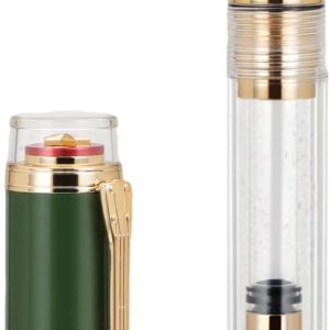 1935 Tiandao Acrylic Fountain Pen Size #8 Medium Sword Nib, Military Green with Luxury Guitar Clip and Large Converter Calligraphy Ink Pens