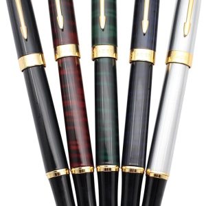 5 PCS Classic Metal Fountain Pen B388, Gift Pens with Converters, 5 Colors