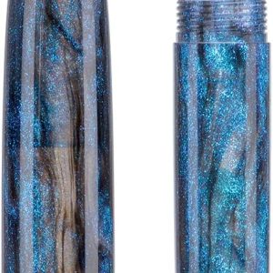 C80 Fountain Pen #8 Extra Fine Nib Large Handcraft Pen with Converter Pen Box Collection Set (Light Blue Glitter)