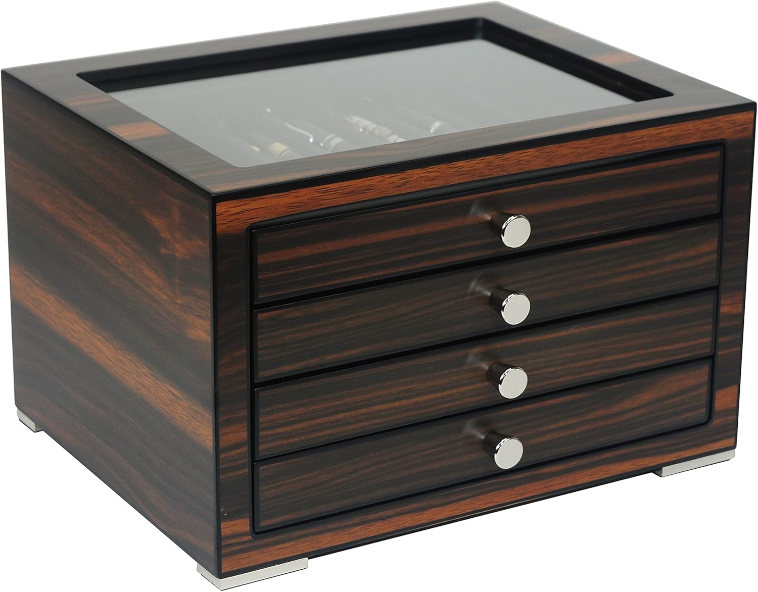 Wood 32 slots Fountain Pen Box with Glass Window and 4 pull-out Drawers, Luxury Fountain Pen Holder, - Image 2