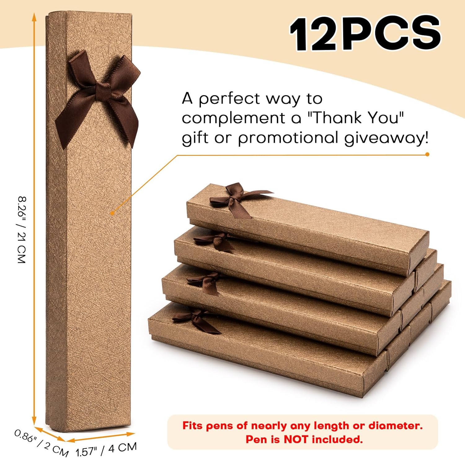 12PCS Empty Pen Presentation Box, Ink Pen Display Boxes Bulk, Brown Cardboard Pen Case, Ballpoint Fountain Pen Jewelry Display Box, Gift Collection Case for Classroom Office Birthday Holiday - Image 2