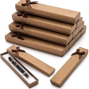 12PCS Empty Pen Presentation Box, Ink Pen Display Boxes Bulk, Brown Cardboard Pen Case, Ballpoint Fountain Pen Jewelry Display Box, Gift Collection Case for Classroom Office Birthday Holiday