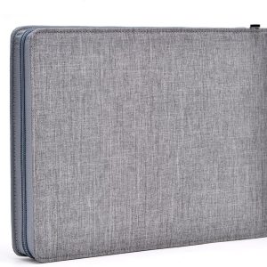 24 Fountain Pen Case Gray Organizer Bag - Premium Waterproof Canvas Pen Display Holder, Individual Slot Zippered Style Storage Case