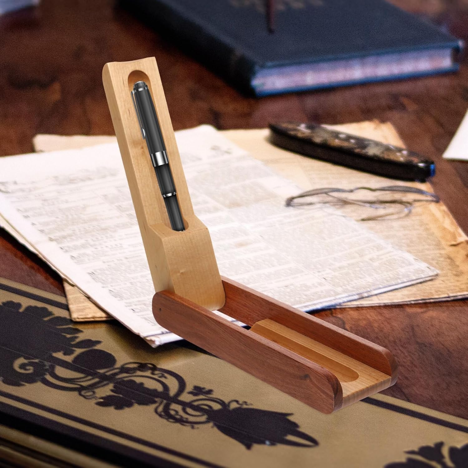 Wooden Pen Case Box Single Fountain Pen Case Empty Pen Box Pen Presentation Display Box Fountain Pen Container for Home Office Stationery Supplies - Image 2