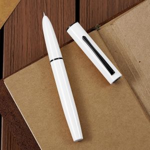 C1 Fountain Pen Extra Fine Nib, Snow White & Classic Retro Design Metal Pen with Ink Converter